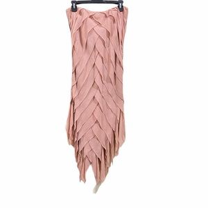 Chetta B 100% Silk Rose Gold Maxi Layered Skirt 10